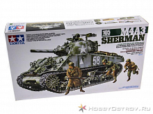 Склеиваемая модель Tamiya 135 Амер танк М4А3 Sherman c 105мм пушкой Howitzer, 4 ф несквар