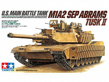 Склеиваемая модель Tamiya 1/35 Амер. танк М1А2 Abrams SEP TUSK 2 c 120мм с 2 фигурами