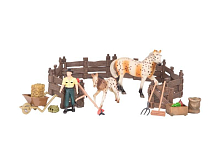 Набор фигурок животных MASAI MARA ММ205072 серии Мир лошадей Конюшня игрушка 16 пр