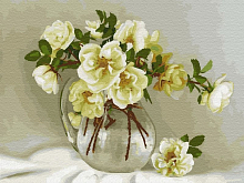 Картина по номерам на дереве 40х50 БУЗИН БЕЛЫЕ РОЗОЧКИ 24 цвета